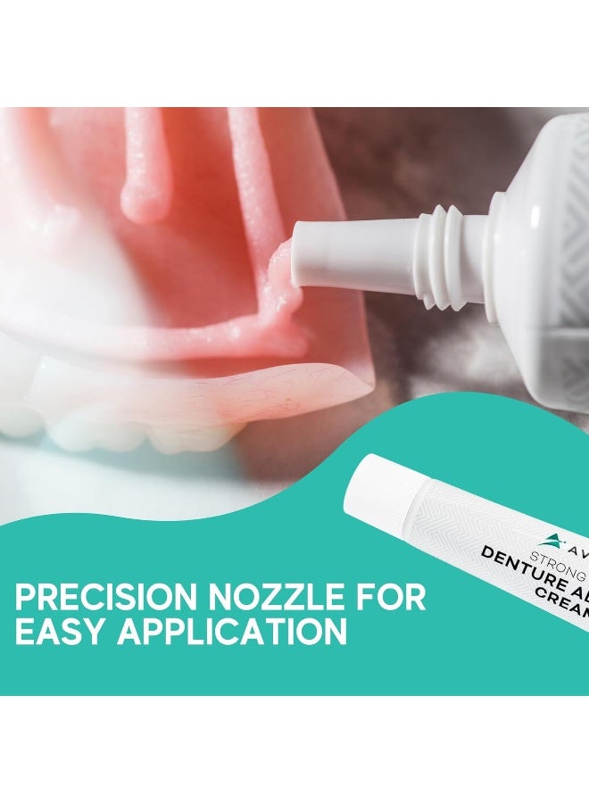 Avistar Denture Adhesive Cream (5 Pack) - Extra Strong Hold With Easy Application & Mint Flavour (Zinc & Fluoride Free) - Image 2
